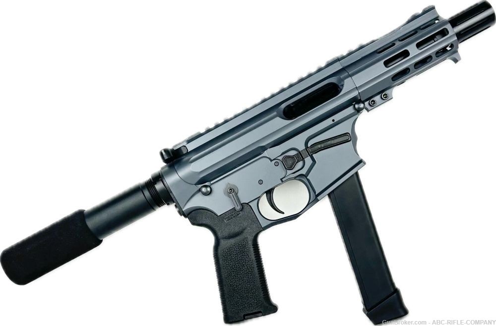 American Built Custom Slick Side AR-9 Pistol 4" Barrel MLOK Handguard-GREY-img-0