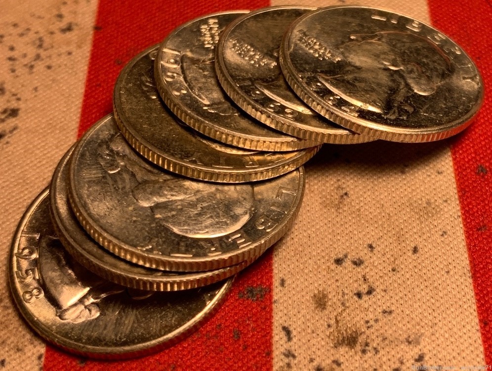 90% Silver Washington Quarters 7 Coin Lot Finer Grade-img-6