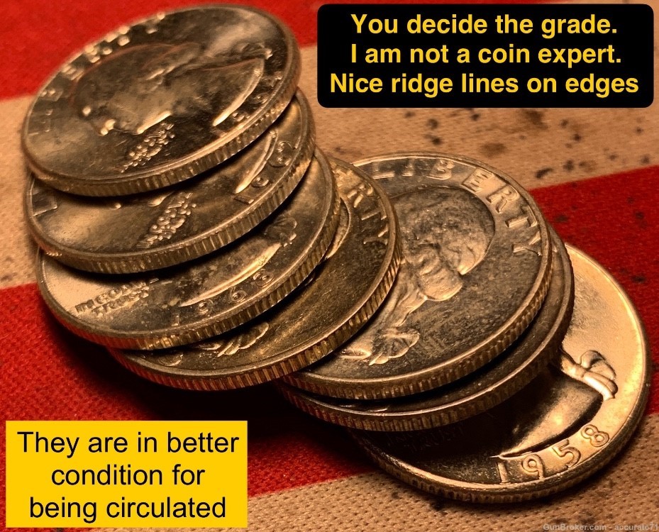 90% Silver Washington Quarters 7 Coin Lot Finer Grade-img-1