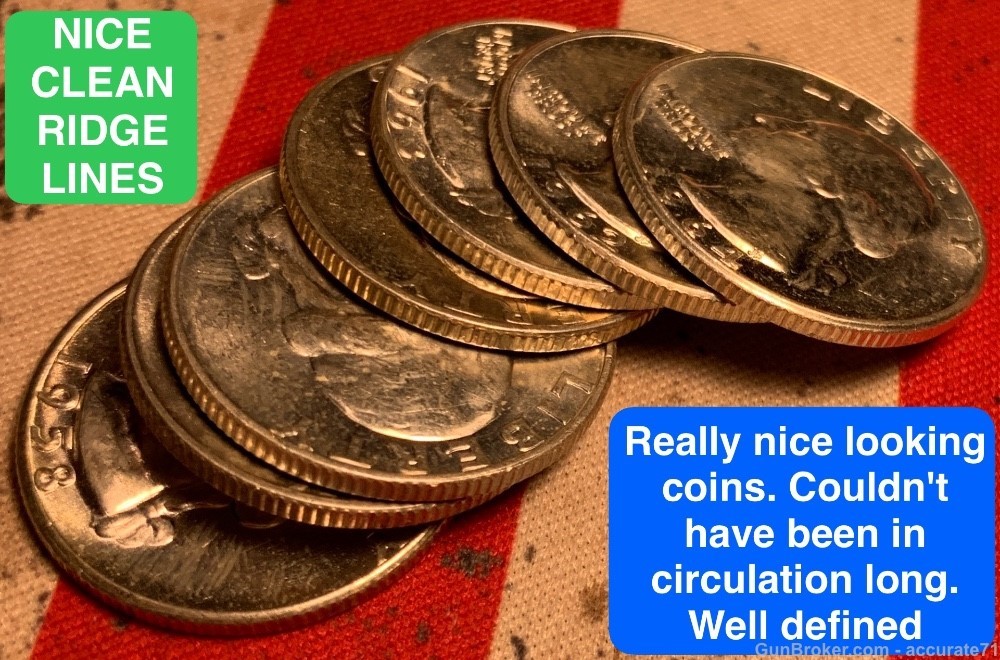 90% Silver Washington Quarters 7 Coin Lot Finer Grade-img-4