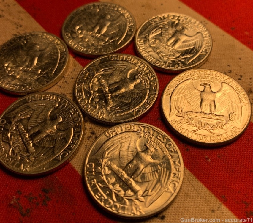 90% Silver Washington Quarters 7 Coin Lot Finer Grade-img-7