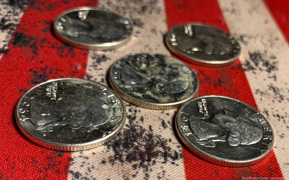 90% Silver Washington Quarters 5 Coins Nicer Grade-img-6