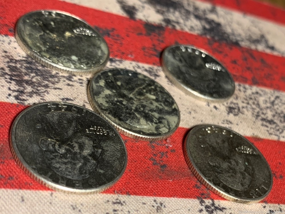 90% Silver Washington Quarters 5 Coins Nicer Grade-img-5