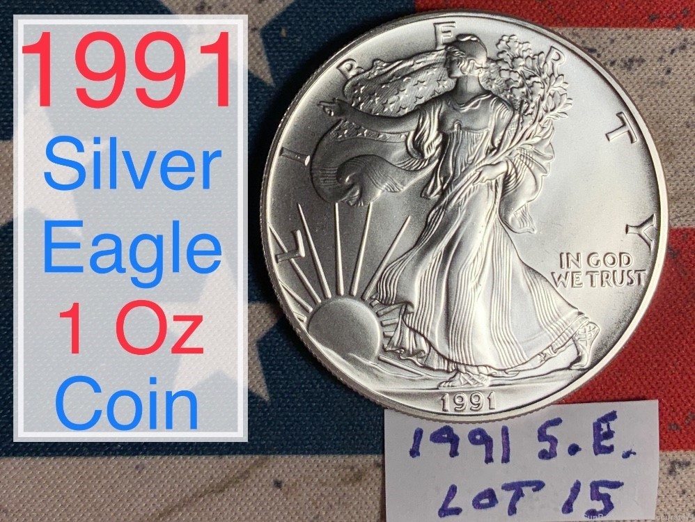 1991 American Silver Eagle $1 Dollar 1oz Silver Coin LOT #15 Uncirculated -img-0