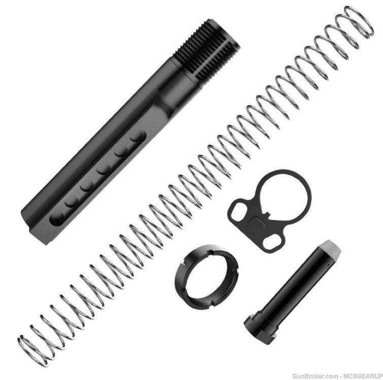 AR15 Carbine Buffer Tube Kit Mil-Spec 5-Piece With Ambi End Plate -img-0