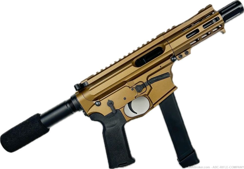 American Built Custom Slick Side AR-9 Pistol 4"Barrel MLOK Handguard-Bronze-img-0