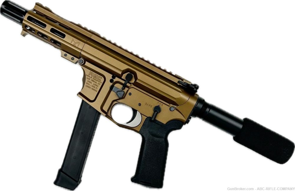 American Built Custom Slick Side AR-9 Pistol 4"Barrel MLOK Handguard-Bronze-img-1