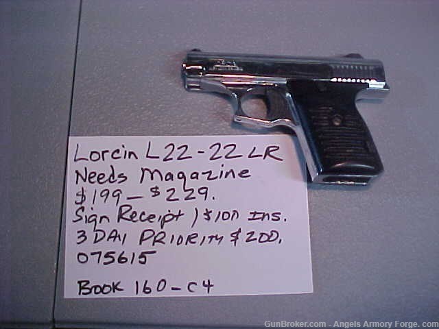 Book # 160 - Lorcin Model L22 - 22 LR - Needs Magazine-img-0
