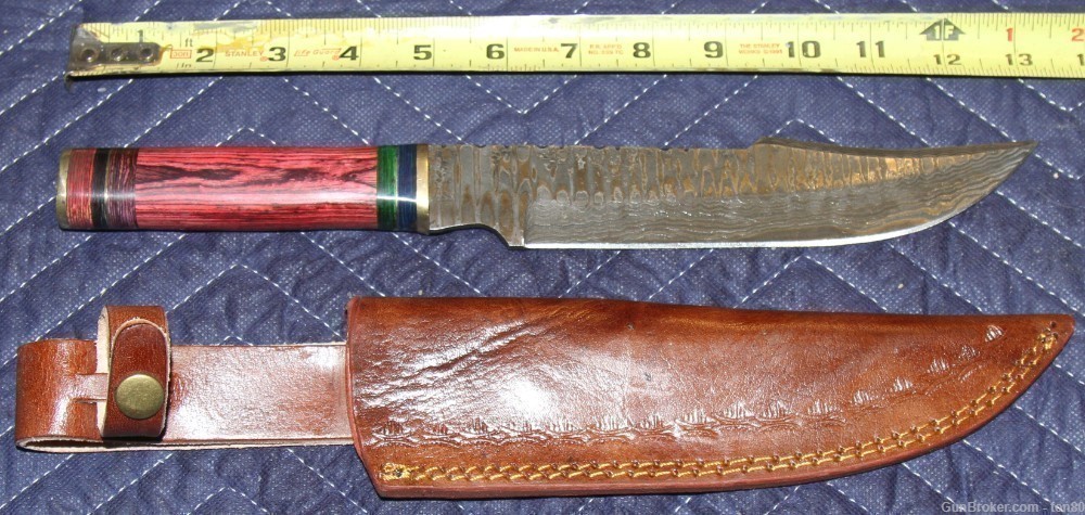 CUSTOM DAMASCUS STEEL KNIFE WOOD HANDLE 13 INCH-img-0