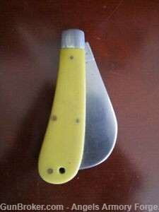 Knife # 30 - Kissing Crane (Out of Production) Yellow Handle Hawkbill-img-0
