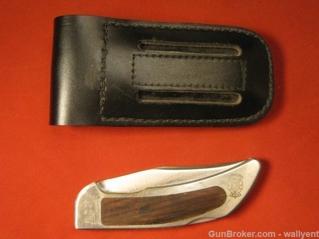 S&W Folding Knife with Black Leather Case vintage stainless BCF-img-5