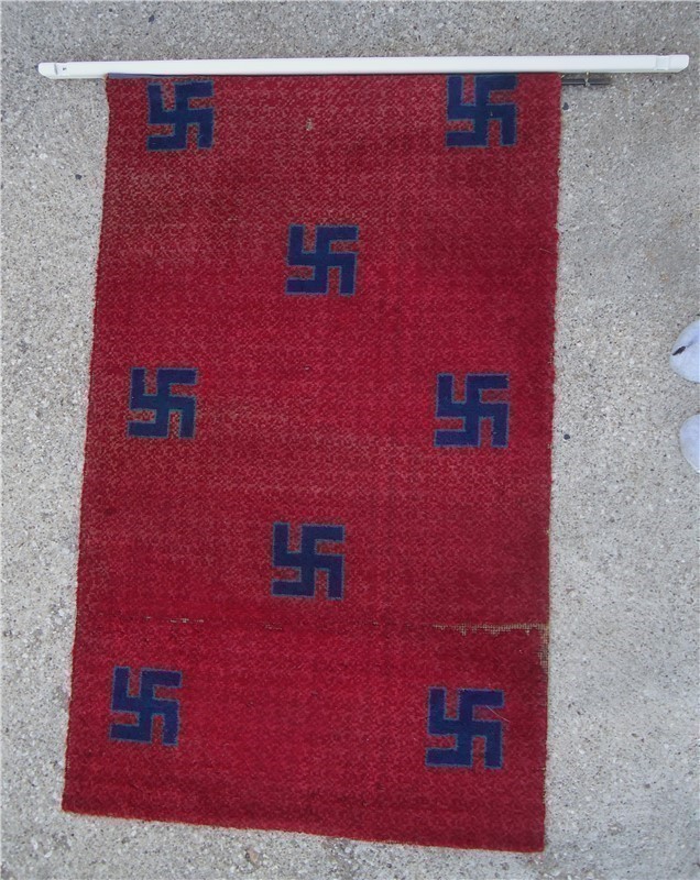 German  WWII Wool Carpet WW2 Swastika Pattern-img-0