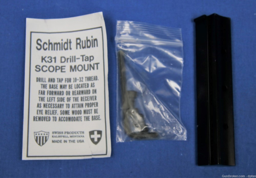 Swiss Products Schmidt Rubin K31 drill-tap scope mount NEW -img-0