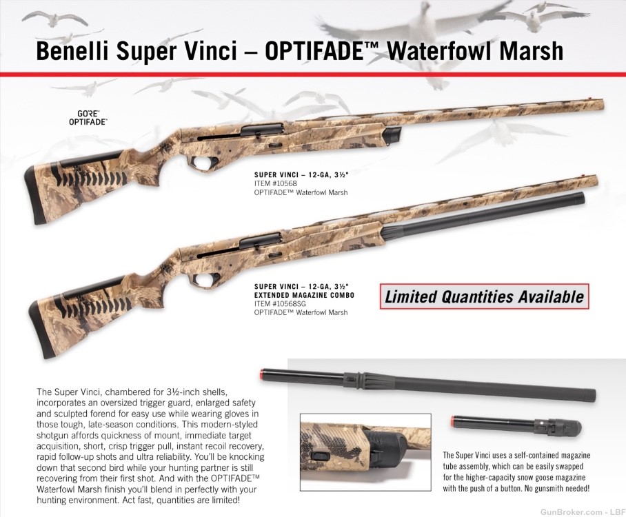 Benelli Super Vinci 12ga 28" Barrel Optifade Waterfowl Marsh Limited-img-1