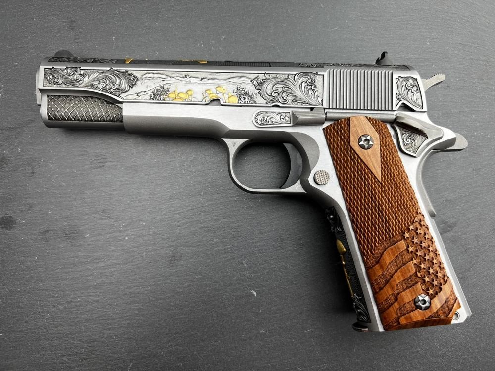 Colt 1911 .45 ACP Custom Engraved Gold Plated Altamont D-Day Commemorative-img-0