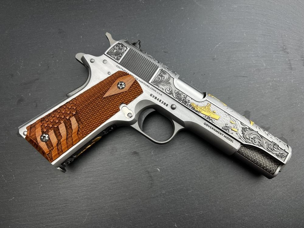 Colt 1911 .45 ACP Custom Engraved Gold Plated Altamont D-Day Commemorative-img-15