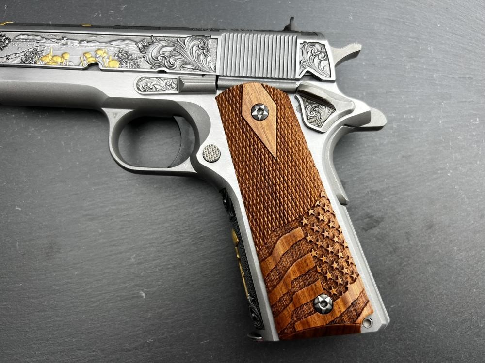 Colt 1911 .45 ACP Custom Engraved Gold Plated Altamont D-Day Commemorative-img-4