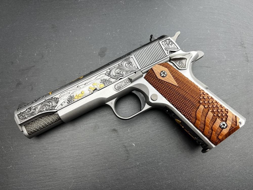 Colt 1911 .45 ACP Custom Engraved Gold Plated Altamont D-Day Commemorative-img-14