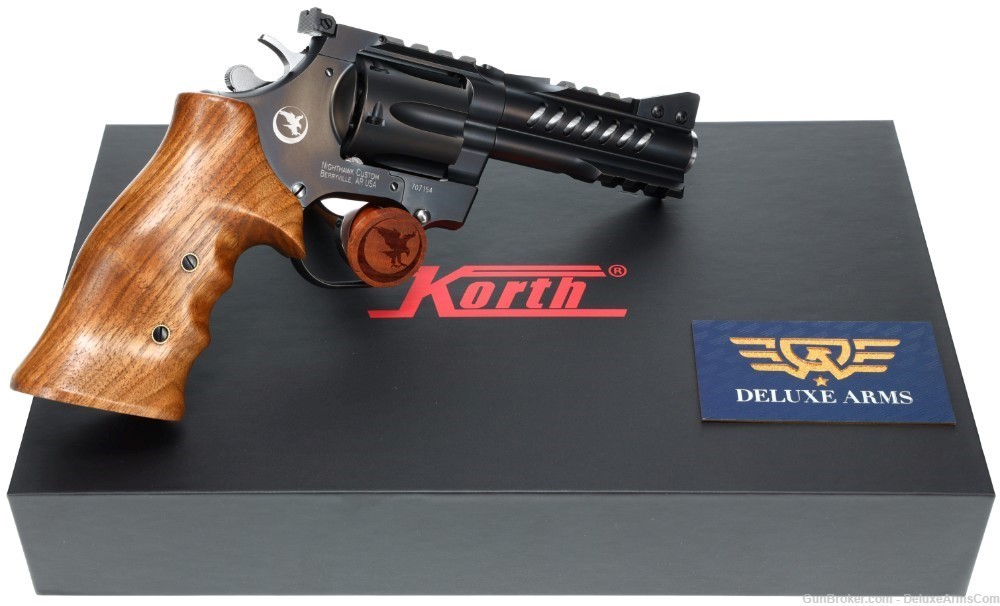 NEW! Korth Ranger Revolver 4 inch 357 Magnum Walnut Grip Black DLC Frame-img-0