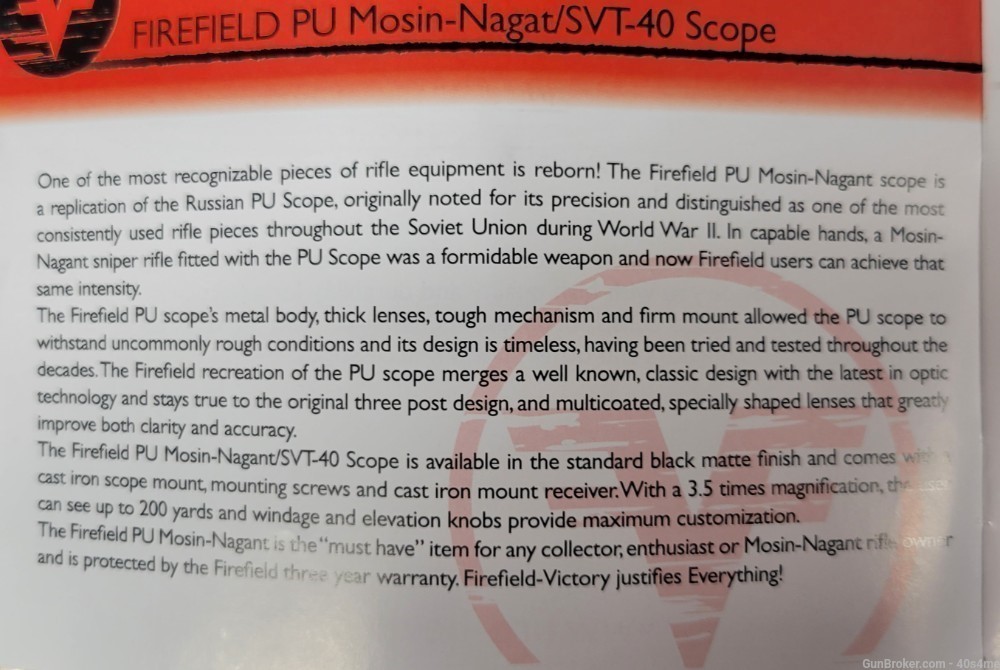 Reproduction PU Mosin-Nagant Sniper Scope 3.5 magnification-img-31