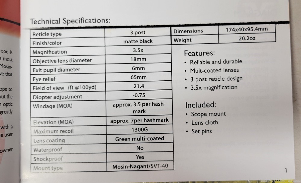 Reproduction PU Mosin-Nagant Sniper Scope 3.5 magnification-img-32