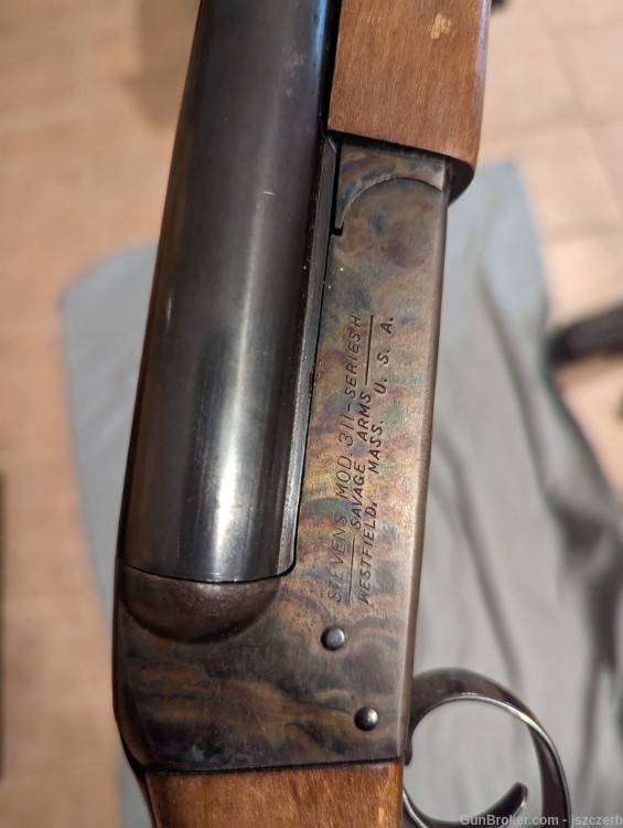 Stevens Model 311 Series H 12 gauge 26" case hardened SxS shotgun-img-6