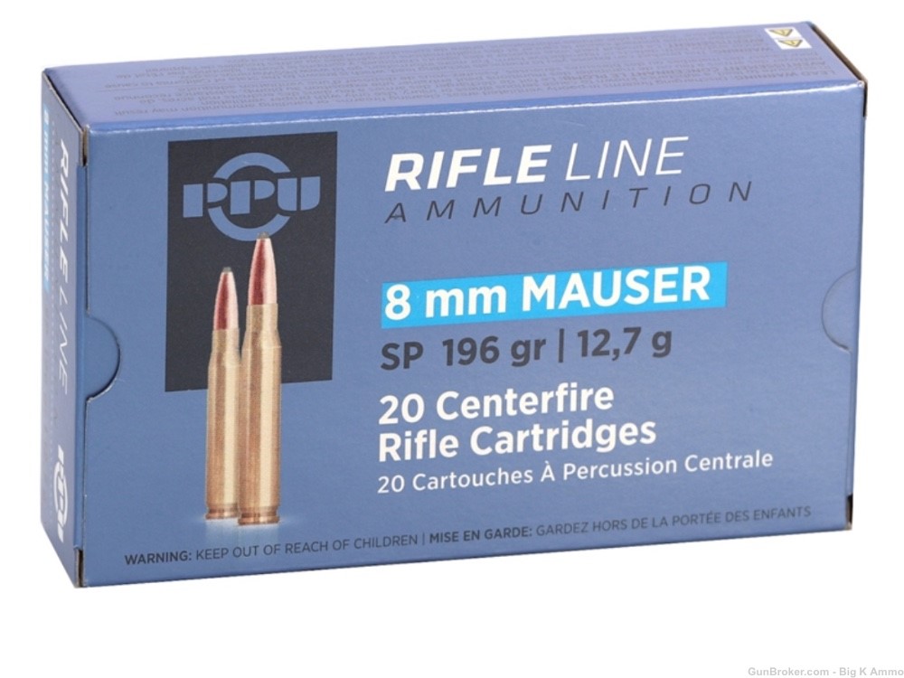Prvi Partizan 8mm Mauser Ammo 196 Grain Soft Point (7.92x57mm) 100 Rounds-img-1