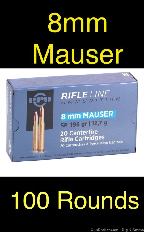 Prvi Partizan 8mm Mauser Ammo 196 Grain Soft Point (7.92x57mm) 100 Rounds-img-0