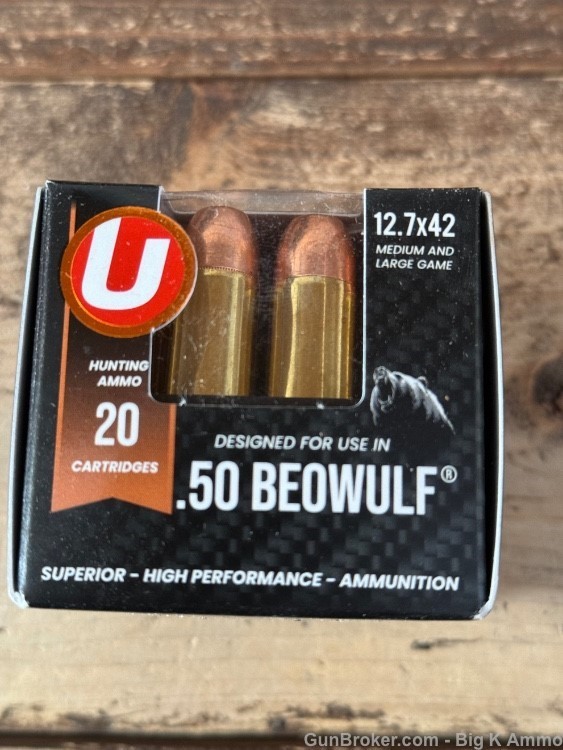 Underwood 50 Beowulf Ammo 350 Grain Full Metal Jacket 12.7x42 big game ammo-img-2