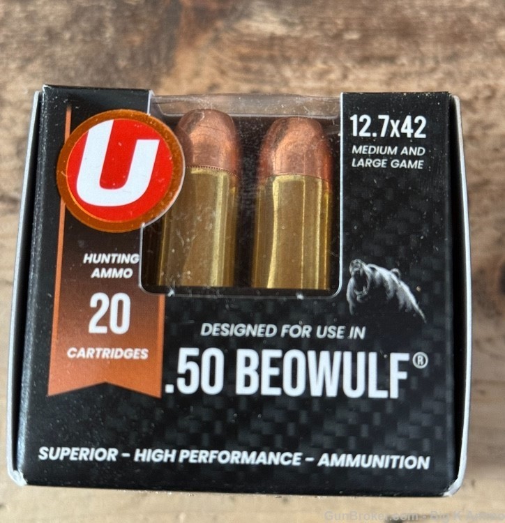 Underwood 50 Beowulf Ammo 350 Grain Full Metal Jacket 12.7x42 big game ammo-img-0