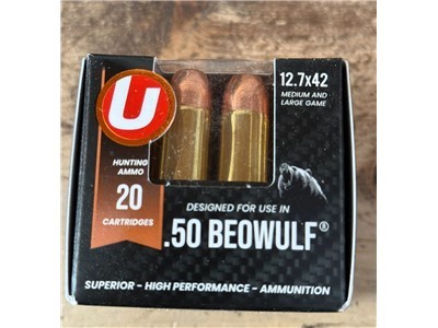 Underwood 50 Beowulf Ammo 350 Grain Full Metal Jacket 12.7x42 big game ammo