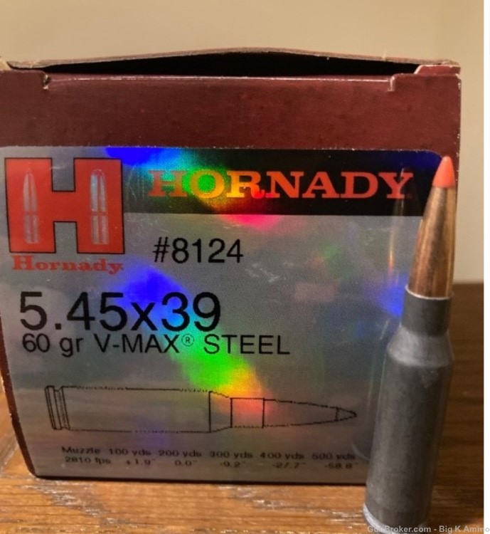 Hornady 5.45x39 AK74 60 grain V-max Steel 50 Rounds No CC Fees Free Ship-img-0