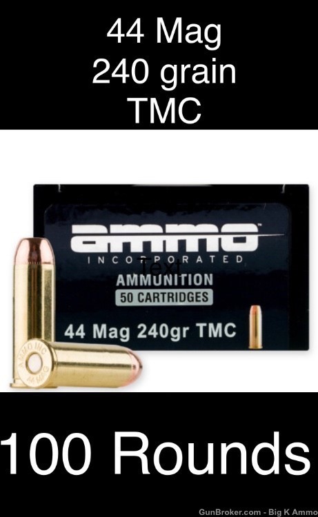 44 rem magnum 240 grain flat point FMJ TMC 100 RDS-img-0