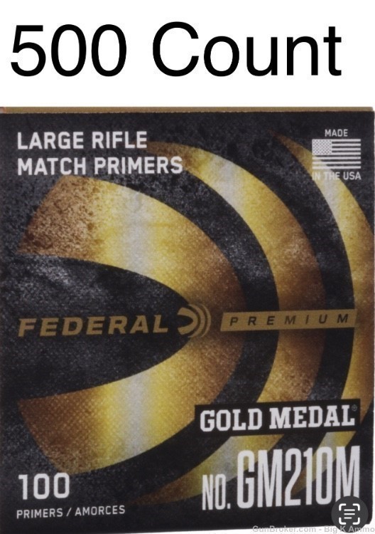 Federal Premium Gold Medal No. GM210M Large Rifle Primers 500 count-img-0