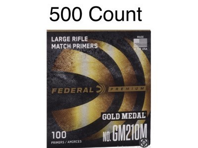 Federal Premium Gold Medal No. GM210M Large Rifle Primers 500 count