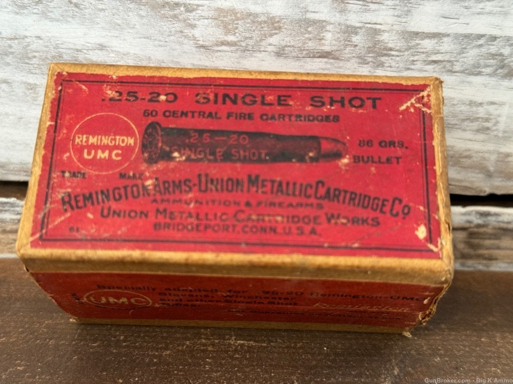 Vintage UMC .25-20 single shot ammunition 86 GR 50 Round sealed box -img-0