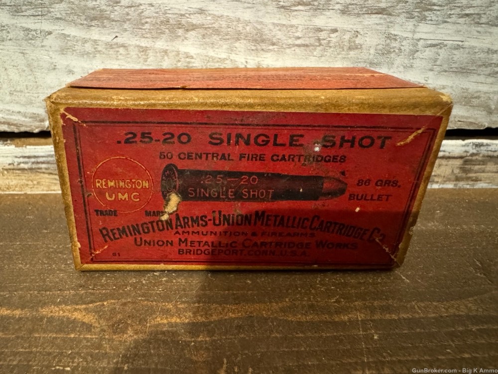 Vintage UMC .25-20 single shot ammunition 86 GR 50 Round sealed box -img-5