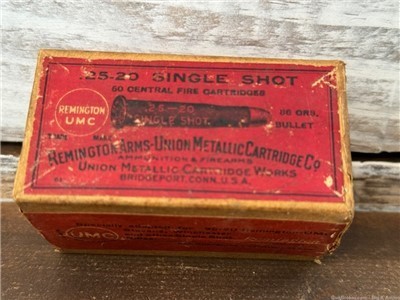 Vintage UMC .25-20 single shot ammunition 86 GR 50 Round sealed box 