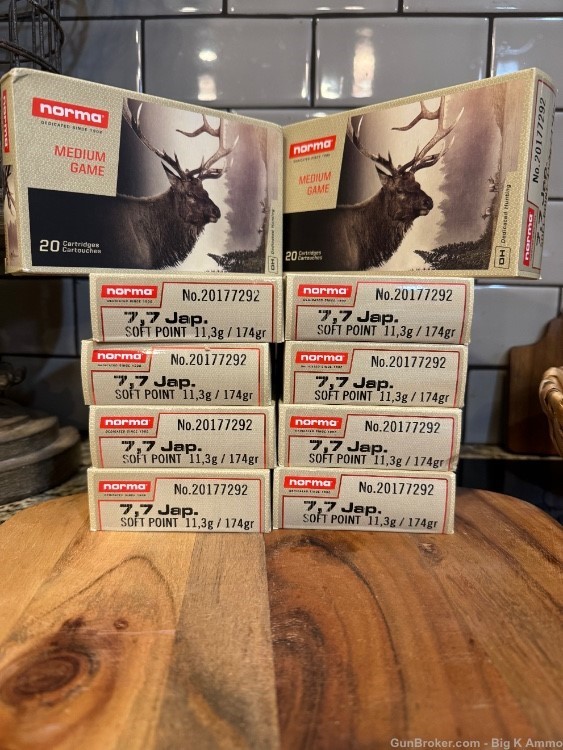 7.7 Japanese ammo norma soft point 174 grain 200 Rds (10 boxes of 20 Rds)-img-1
