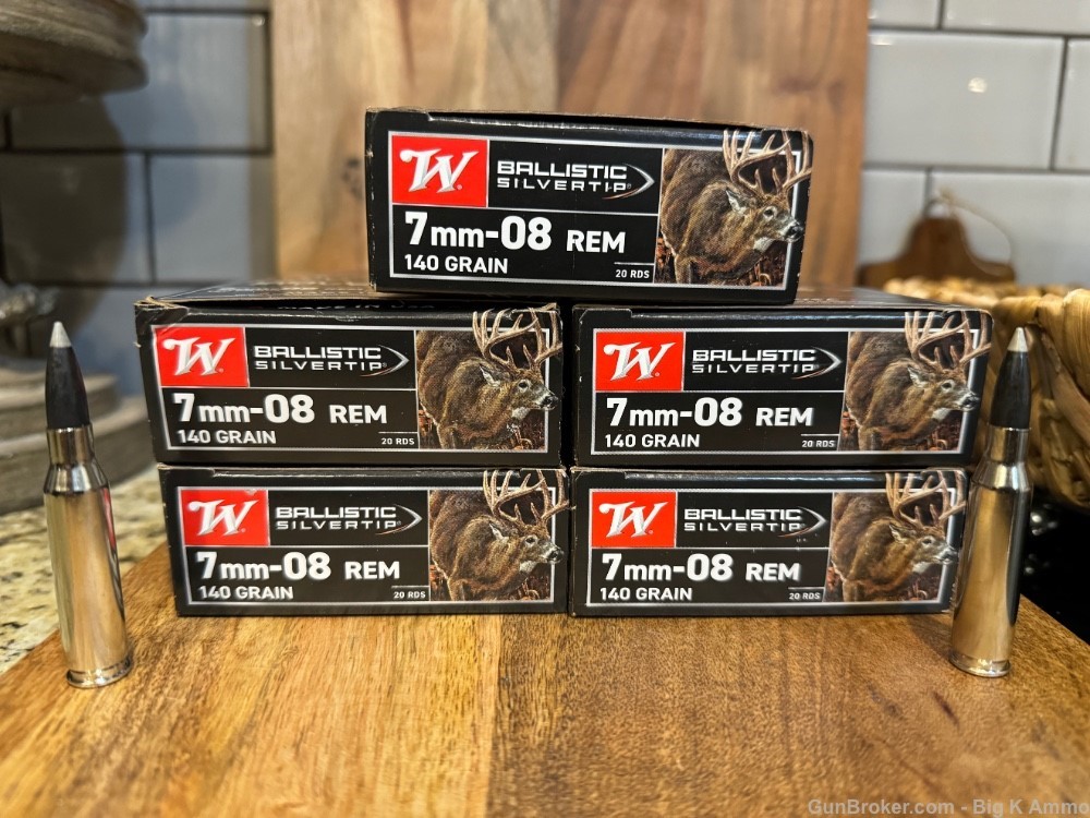 100 Rds of 7mm-08 REM Winchester ballistic silvertip 140 Grain No CC Fees-img-0