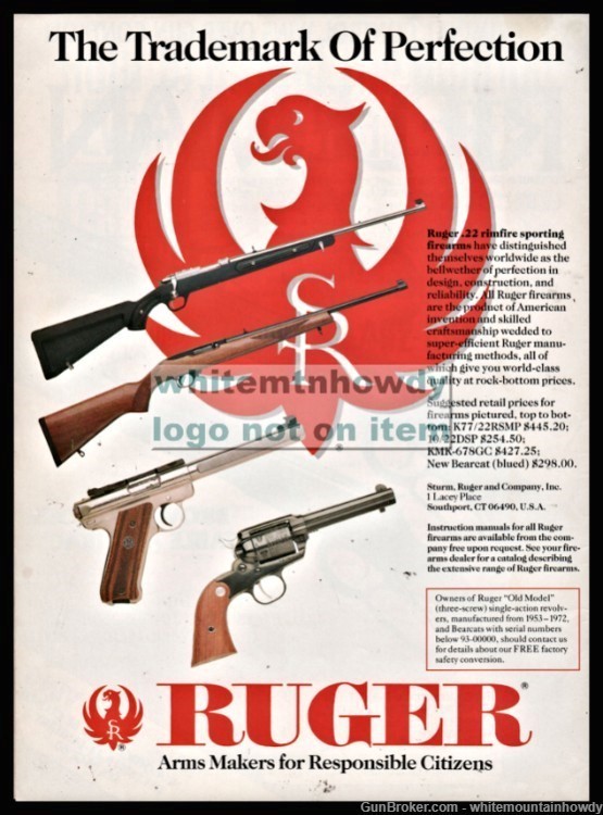 1993 RUGER K77/22 10/22DSP Rifle KMIK Pistol Bearcat Revolver PRINT AD-img-0