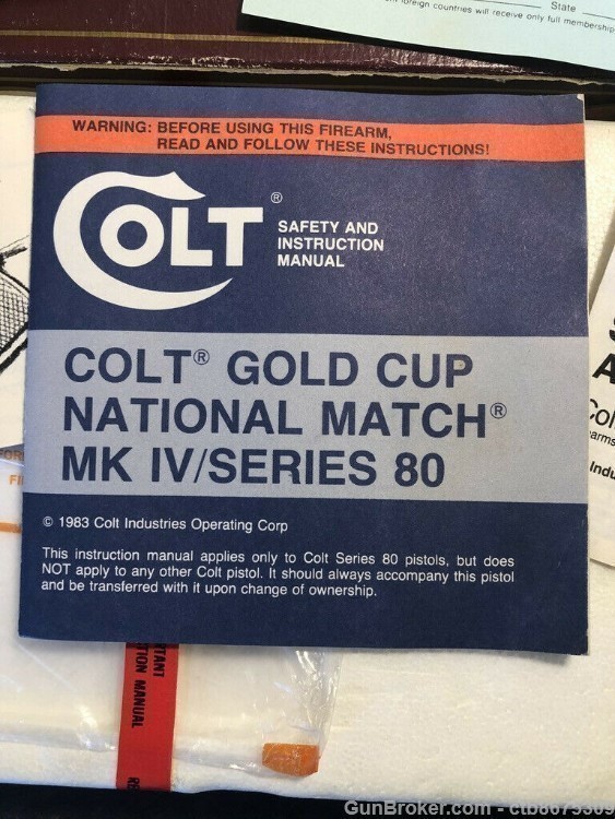 Colt Gold Cup National Match MK IV/Series 80 Original Box-img-9