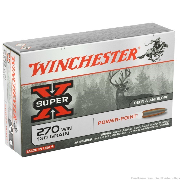 Winchester Super X .270 Win. 130 Grain PowerPoint – 20 Rounds-img-1