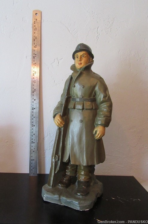 WW1 BELGIAN INFANTRY Soldier Colored Plaster Statuette Yser Front Ypres-img-6