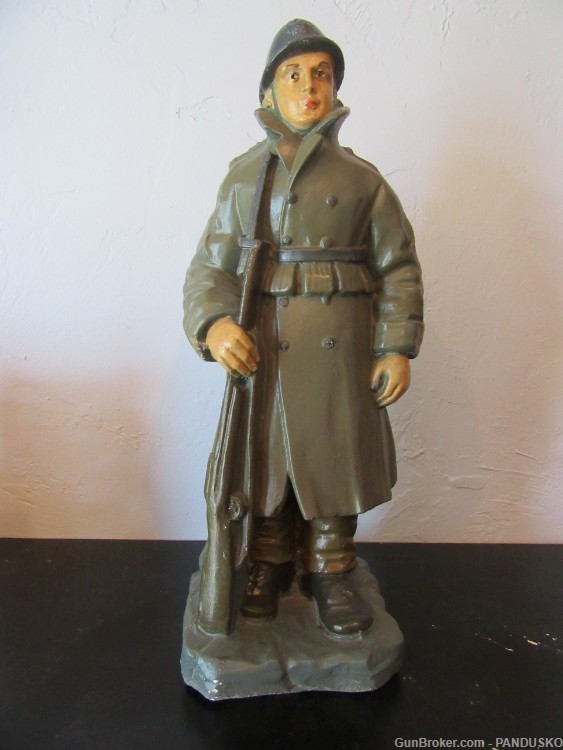 WW1 BELGIAN INFANTRY Soldier Colored Plaster Statuette Yser Front Ypres-img-1
