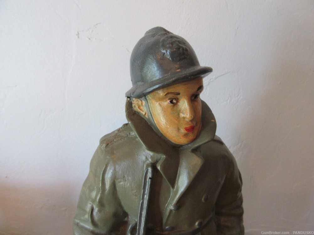WW1 BELGIAN INFANTRY Soldier Colored Plaster Statuette Yser Front Ypres-img-4