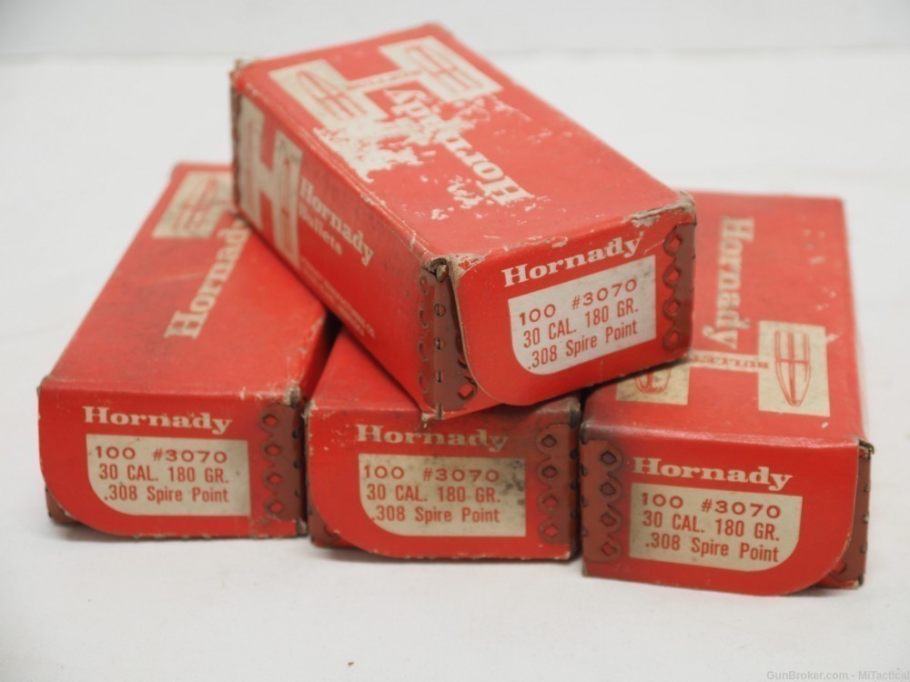 Hornady #3070 30 cal .308 180 gr Spire Point *4 boxes of 100-img-0