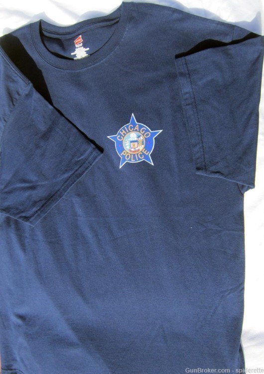 T-shirt Chicago Police color star left chest,  Navy,Gray or white, L-XXL-img-1