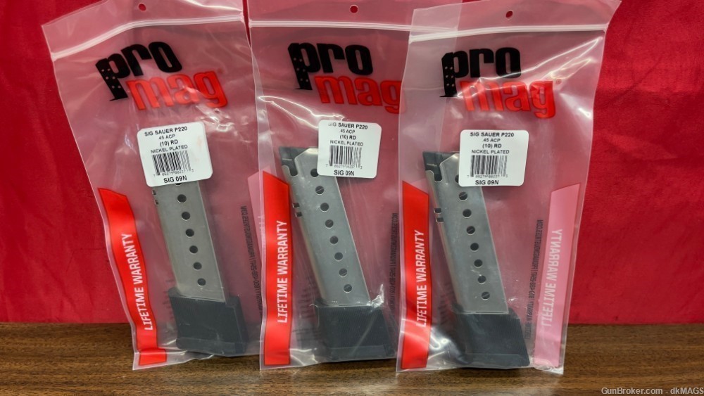 3 ProMag Sig Sauer P220 .45 ACP Auto 10RD Nickel Plated Magazines-img-0