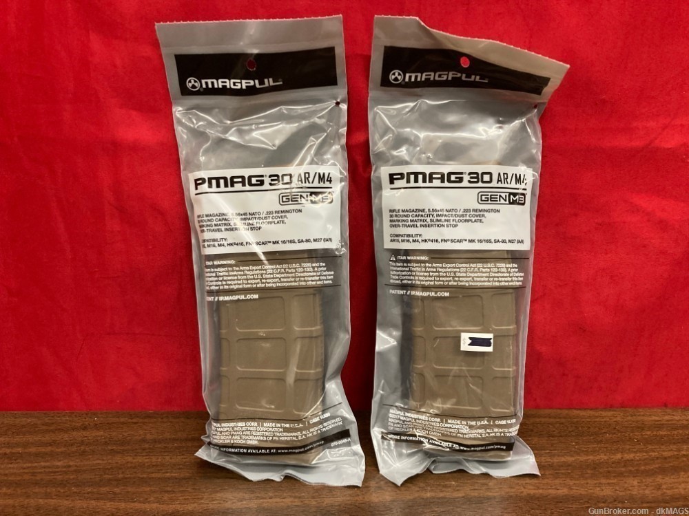 2 Magpul Tan Pmag Gen M3 30rd .223/5.56 Mags for AR-15 Pattern Firearms-img-0